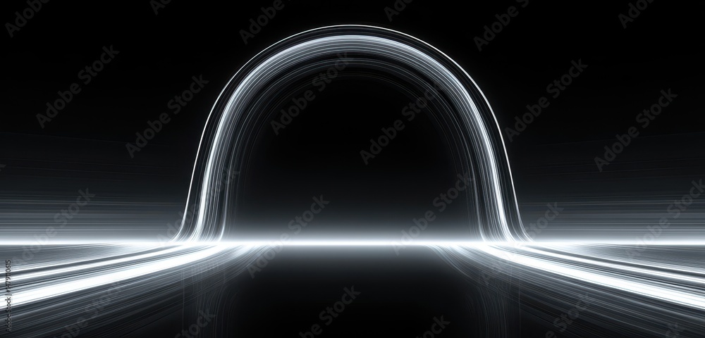 Poster abstract tunnel perspective in grayscale.
