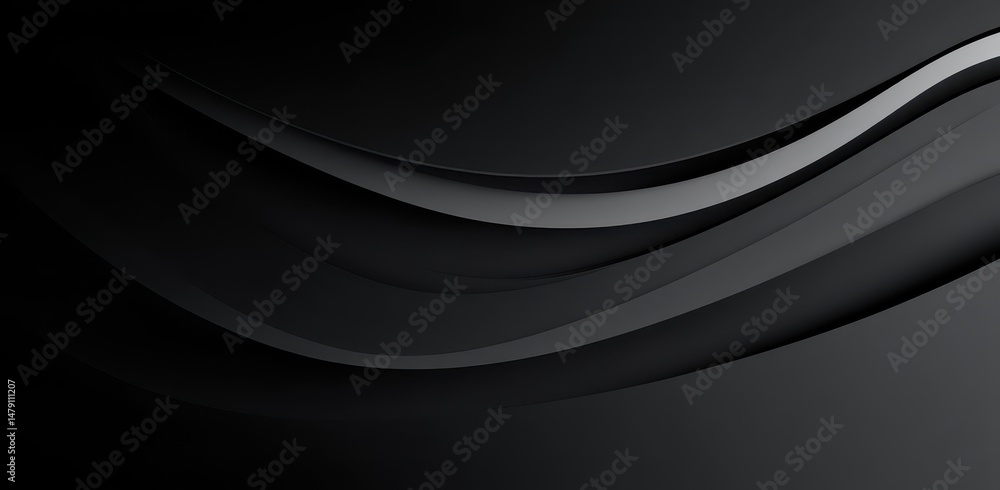 Poster abstract design with layered, flowing lines in dark tones.