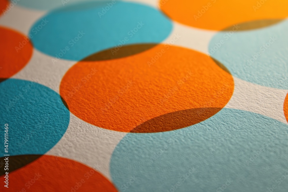 Aufkleber close-up view of a repeating pattern of circles in vibrant colors.