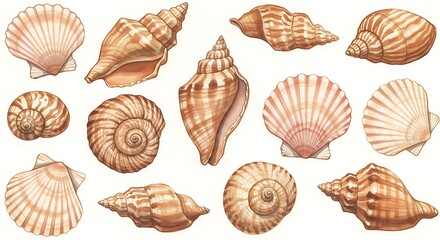 Seashell Symphony: A Watercolor Celebration of Coastal Forms