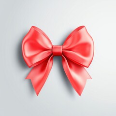 Naklejka premium Elegant red satin ribbon bow on white background studio shot for gift wrapping and holiday decoration concept