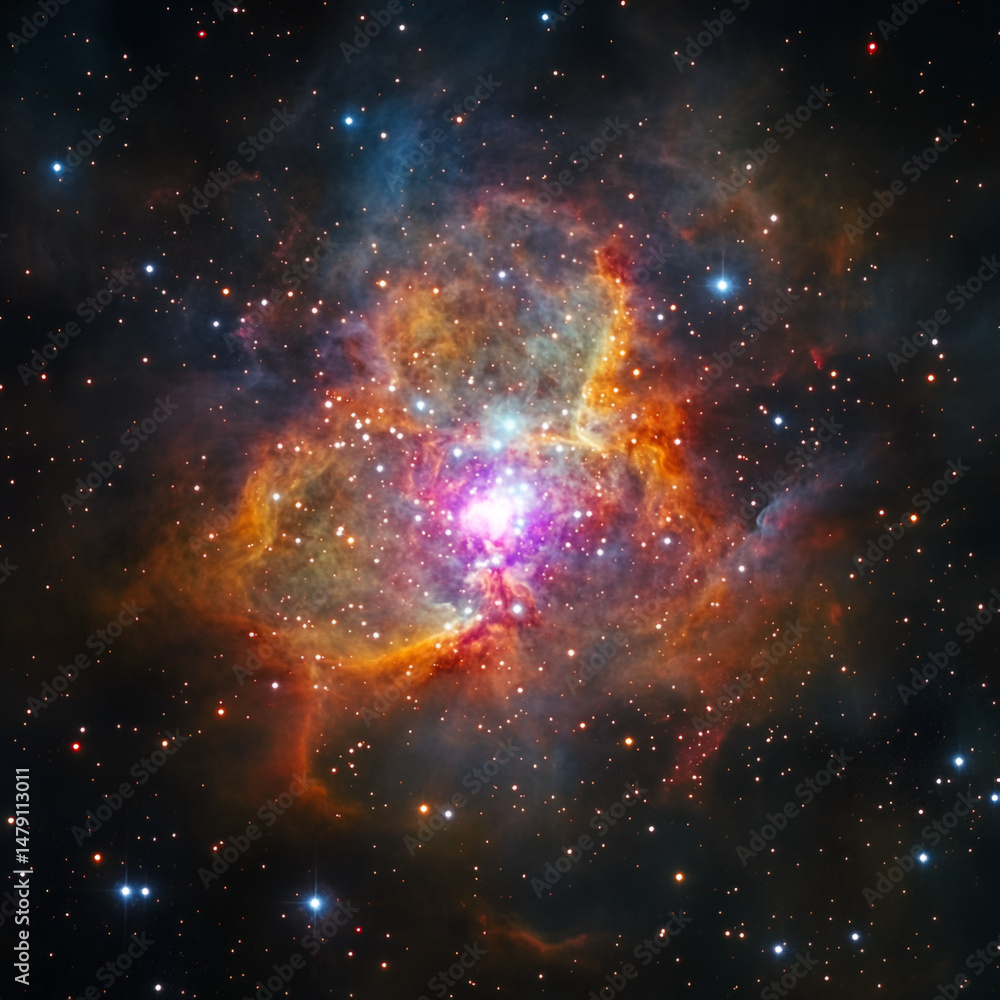 Poster exploring cosmic phenomena nebula formation in deep space astrophotography celestial environment pan