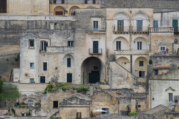 Obraz premium Ancient Stone Houses in Matera, the City of Caves, Basilicata, Italy