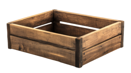 empty wooden crate box on white background