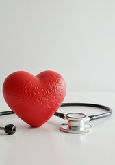 Ornate Red Heart with Stethoscope: A Medical Still Life