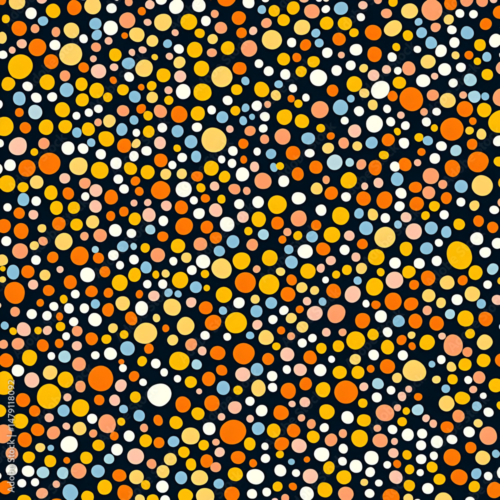 Poster colorful dots scattered in a seamless pattern abstract design digital art fun environment playful co