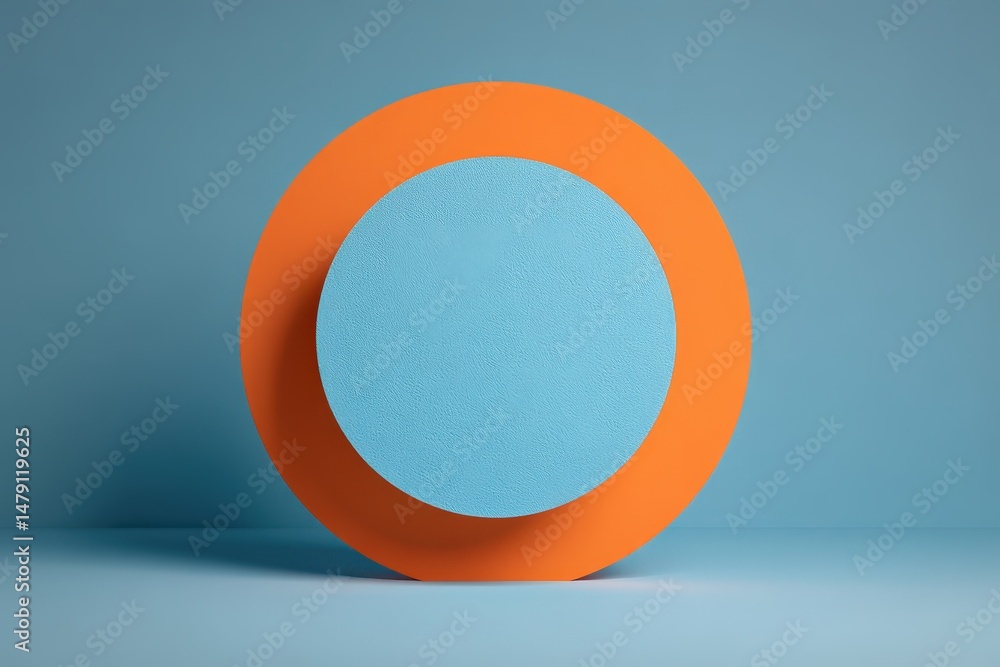 Poster abstract geometric shape composition with light blue and orange circles.