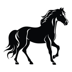 Obraz premium Horse black color on isolated white background
