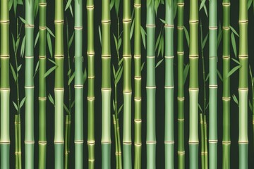 Fototapeta premium Dense forest of tall green bamboo suitable for nature themed designs, tropical settings, environmental conservation websites, and Asianinspired projects.