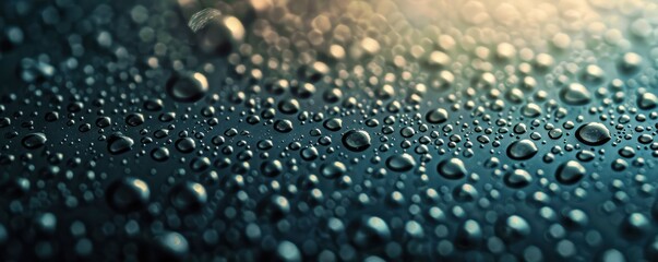 Dew drop close up backgrounds water moisture surface textured raindrop bubble droplet liquid rain wet abstract dark tone.