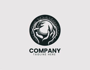 Fototapeta premium Mysterious Hand Long Nails Holding Gazing Crystal Ball Vector Logo Design, Eerie Hand Long Claws Holding Staring Crystal Orb Vector Logo, Mystical Hand Long Nails Gazing Crystal Sphere Illustration Lo