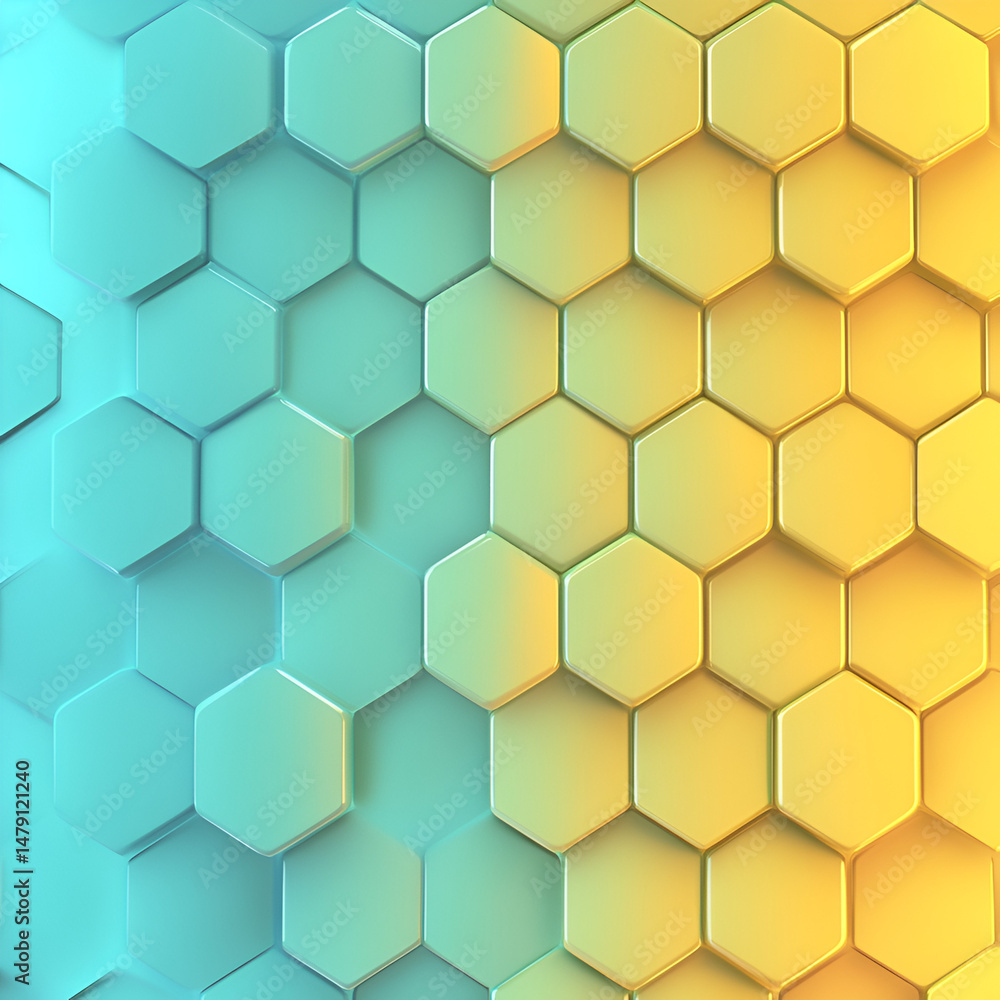 Poster create stunning art with gradient aqua to golden hexagons digital design studio graphic art modern e