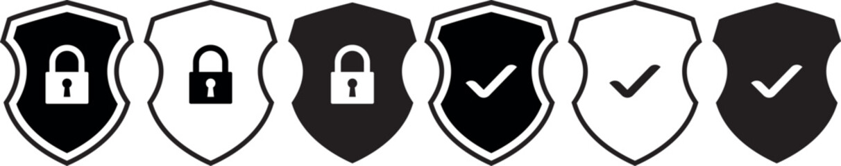 Security Shield Sign Vector Illustration &ndash; Lock Security Icon & Protection Symbols Set