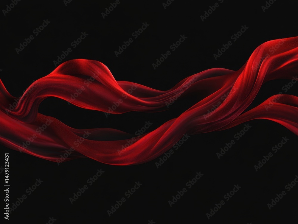 Aufkleber flowing red fabric on black background studio shot abstract design element elegant and luxurious mat