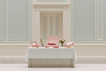 veterinary clinic table showcasing anatomical models medical tools and study materials conveying care and attention