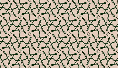 Fototapeta premium Design pattern with abstract modern ornament. Triangles style. Vector illustration. Green, brown color. Seamless