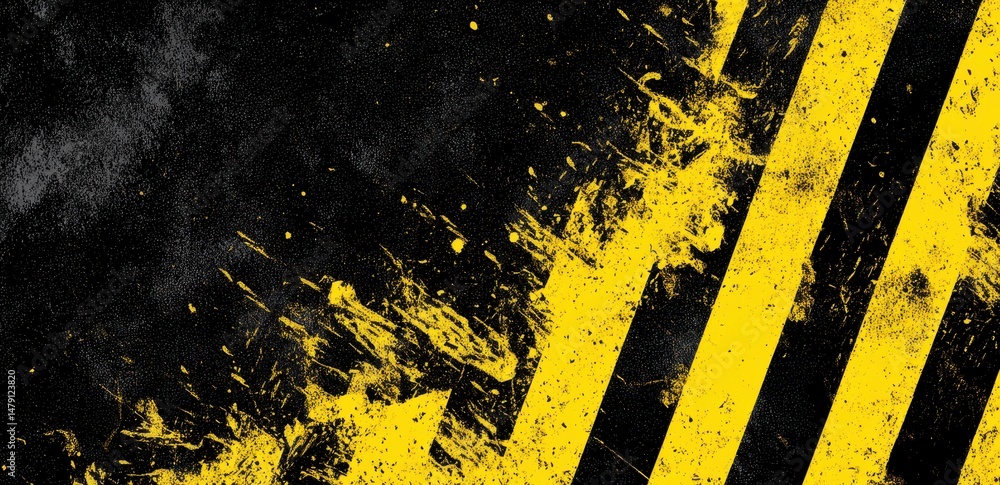 Poster abstract design with black and yellow distressed lines.