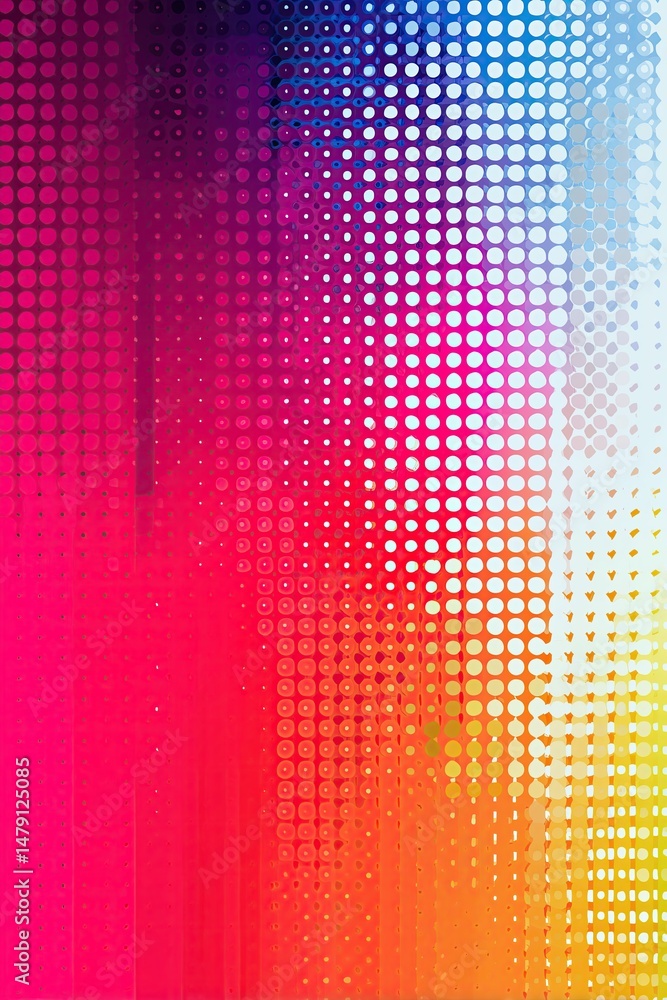 Poster colorful halftone pattern creating dynamic visual effect