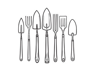Trowel Line Art Icons Minimal Style Collection