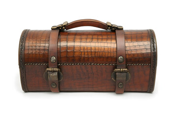 Vintage brown leather cylinder travel bag