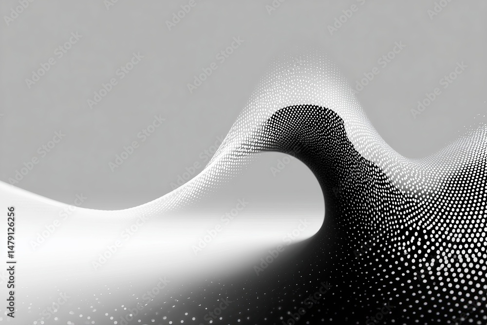 Poster abstract wave flowing in digital particles space background