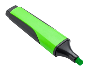 Green highlighter marker with a chisel tip designed for vibrant marking and underlining.