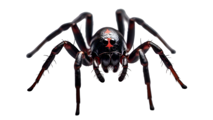 Elegant Black Widow Spider on White