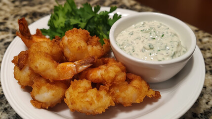Beer Battered Shrimp and Jalapeno Tartar Sauce: Crispy shrimp served with a spicy tartar sauce for a zesty kick.
