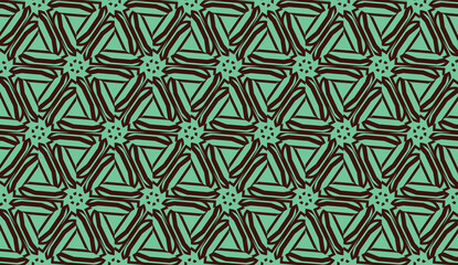 Template with geometric pattern. Vector illustration. Triangles style. Green, chocolate color. Seamless