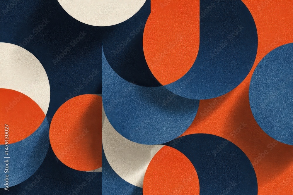 Aufkleber abstract geometric shapes in overlapping circles and curved forms.