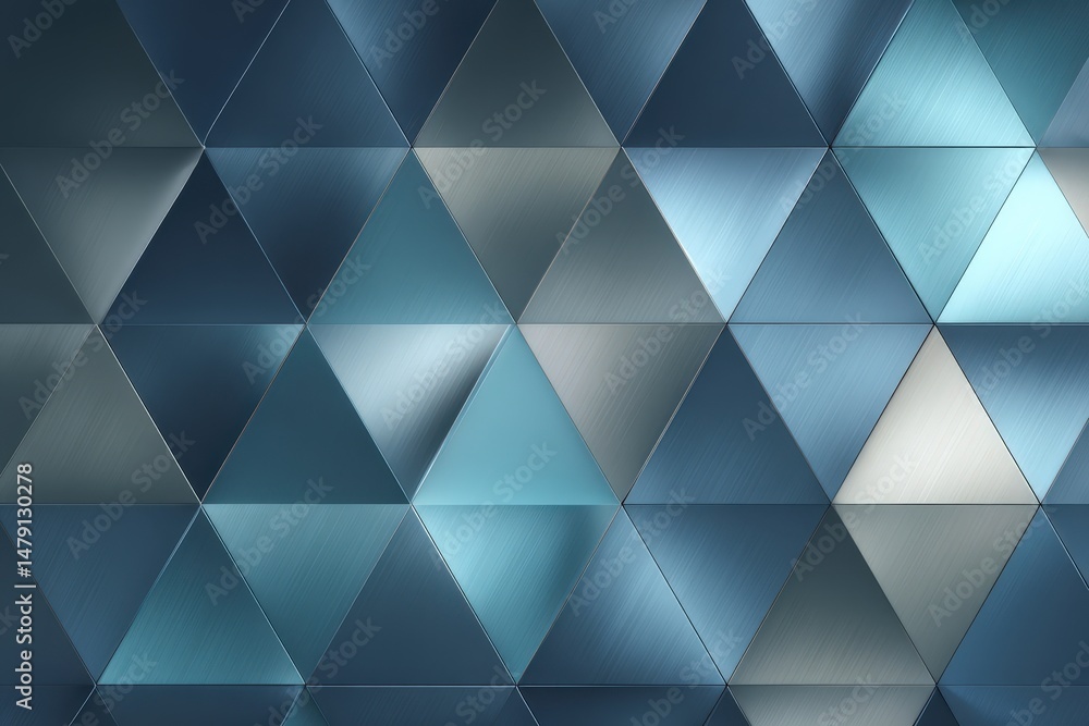Aufkleber abstract geometric pattern of overlapping triangles in shades of blue and grey.