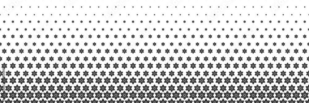 Poster horizontal halftone of black beautiful flower for pattern and background.