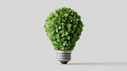 A clean, minimalistic lightbulb made from green leaves, symbolizing eco-friendly energy solutions.