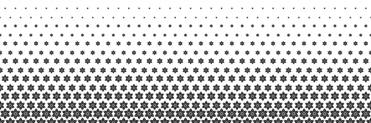horizontal halftone of black beautiful flower for pattern and background.