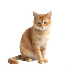 Obraz premium Adorable Ginger Kitten Sitting on White Background Pet Studio Shot