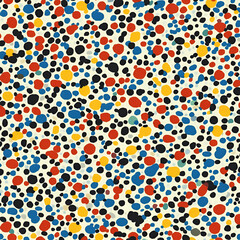 Vibrant artistic display of colorful dots abstract art gallery modern environment top-down view creative concept