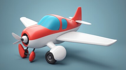 Cartoon Airplane Illustration Red and White Toy Propeller Plane
