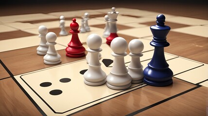 Chess Pieces Strategy Game on a Board
