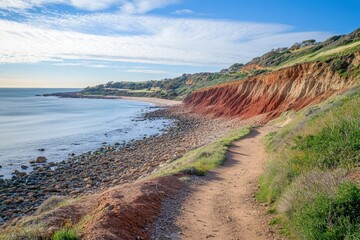 Scenic coastal walk along Hallett Cove nature conservation showcasing colorful cliffs and serene waters, Hallett Cove coastal walk through nature conservation park Adelaide Australia