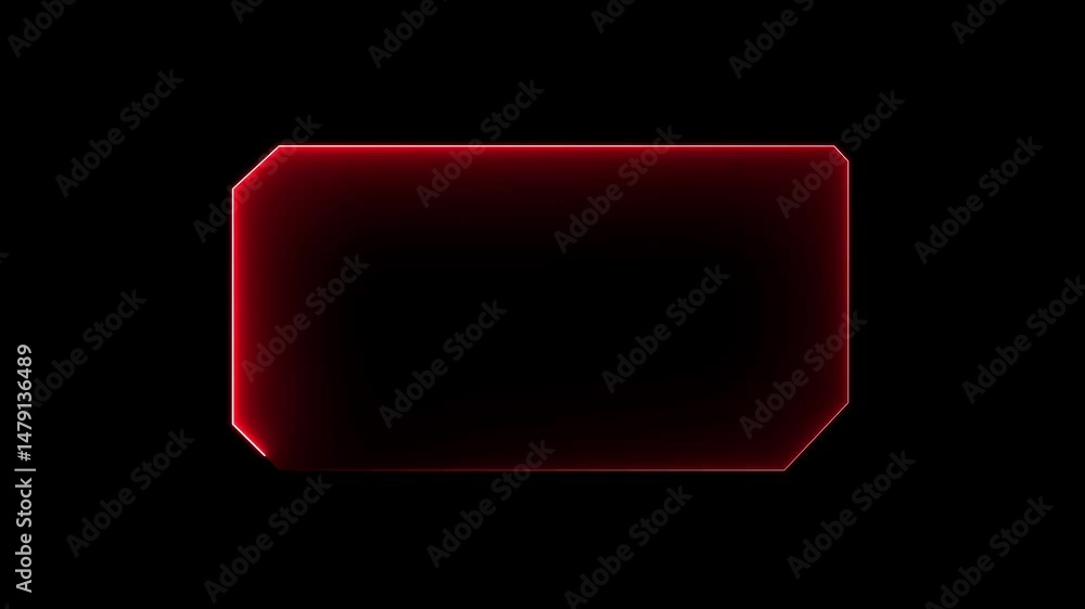 Poster glowing neon light hexagon frame animated on black background. seamless loop. 4k animation.