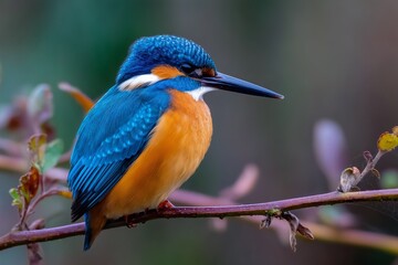 Obraz premium Kingfisher Perched on a Branch with Colorful Feathers