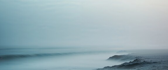 Fototapeta premium Misty ocean landscape blurred background