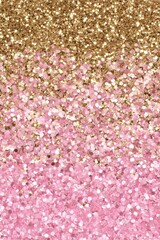 Obraz premium Sparkling Glamour Abstract Texture Close-up Vertical Shot of Gold and Pink Glitter Background for Festive Celebrations