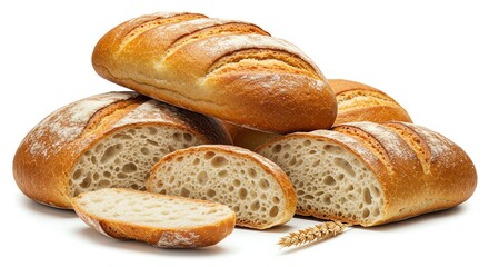 Naklejka premium Loaf of Bread and Slice, Food Photography