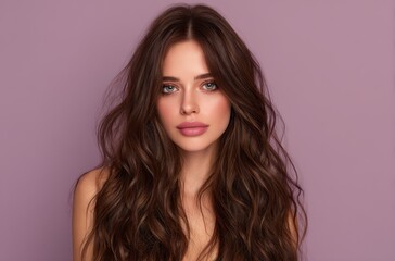 Naklejka premium Portrait of a woman with luscious, wavy hair.