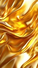 Fototapeta premium Close-up of Golden Fabric Draping and Flowing with Light Reflecting Off the Surface in a Luxurious Manner