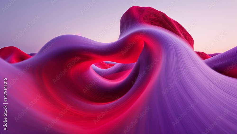 Fototapete abstract red and purple energy flowing with rounded shapes design