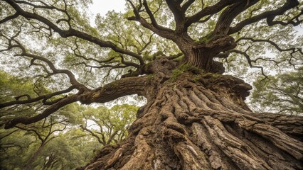 Naklejka premium Ancient Tree, Majestic Branches and Roots