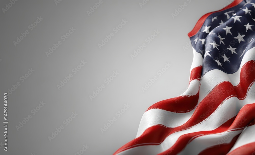 Poster dynamic american flag design, digitally rendered.