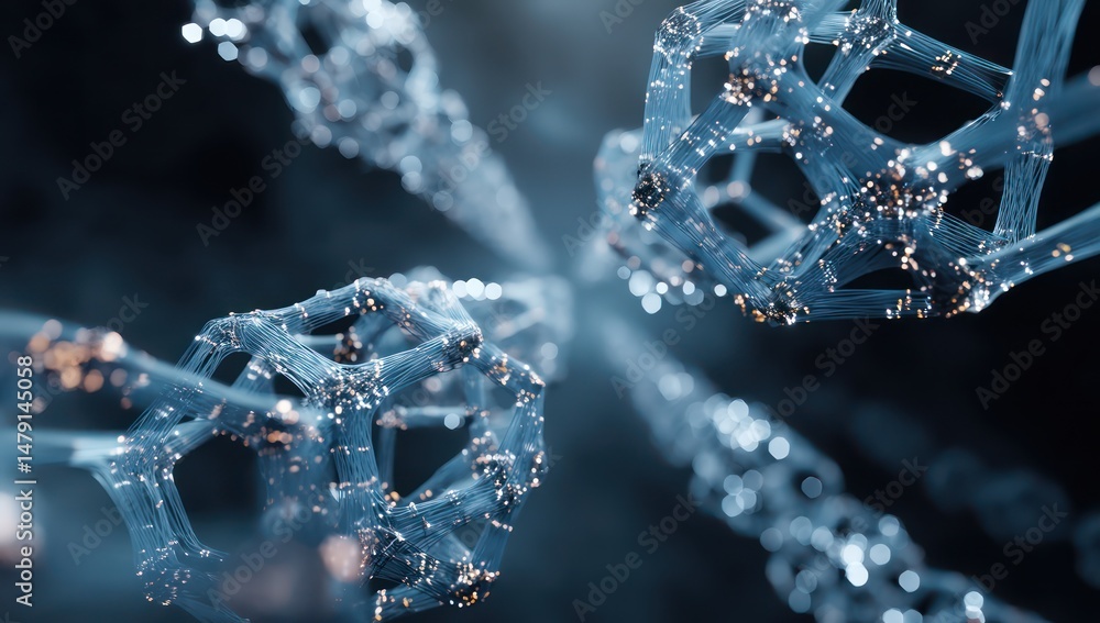 Poster blockchain networks and big data technologies building a futuristic, interconnected digital world.